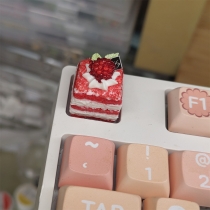 1pc Red Velvet Raspberry Cream Cake Artisan Clay Food Keycaps ESC MX for Mechanical Gaming Keyboard